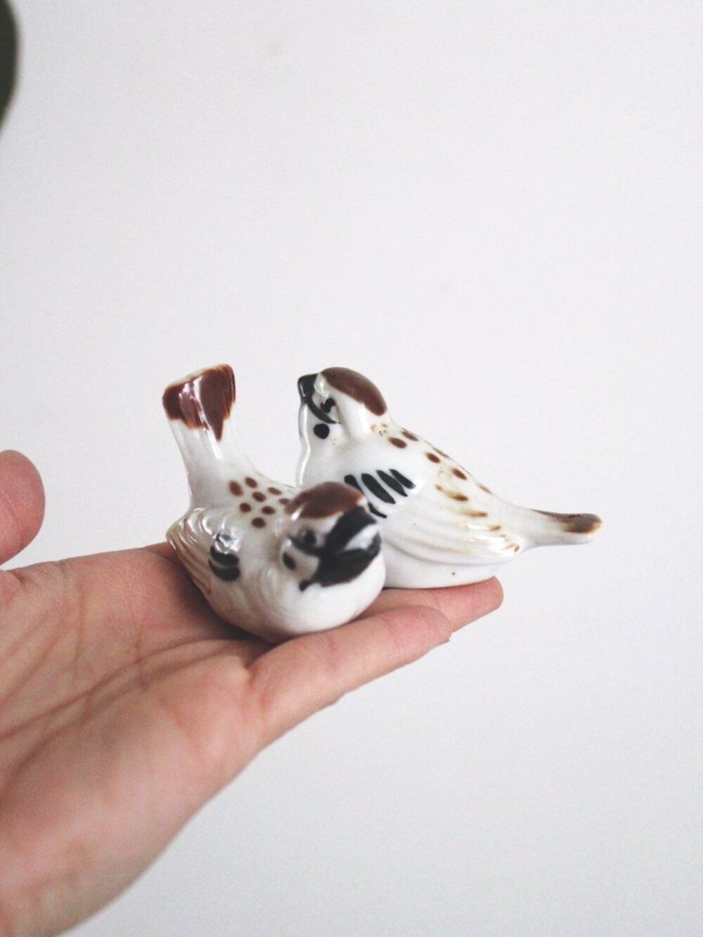 Vintage Ceramic Sparrow Bird Figurines Otagiri OMC Hand-Painted Miniature Collec